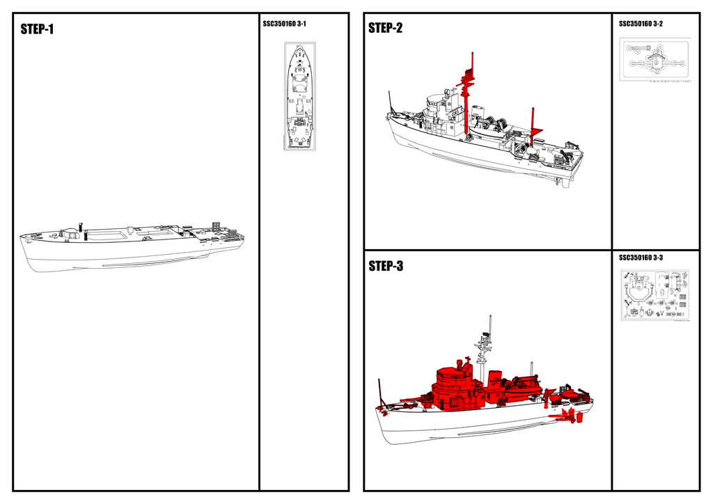 SSC160S  Military Model  USS Aggressive CLass Minesweeper Full Hull