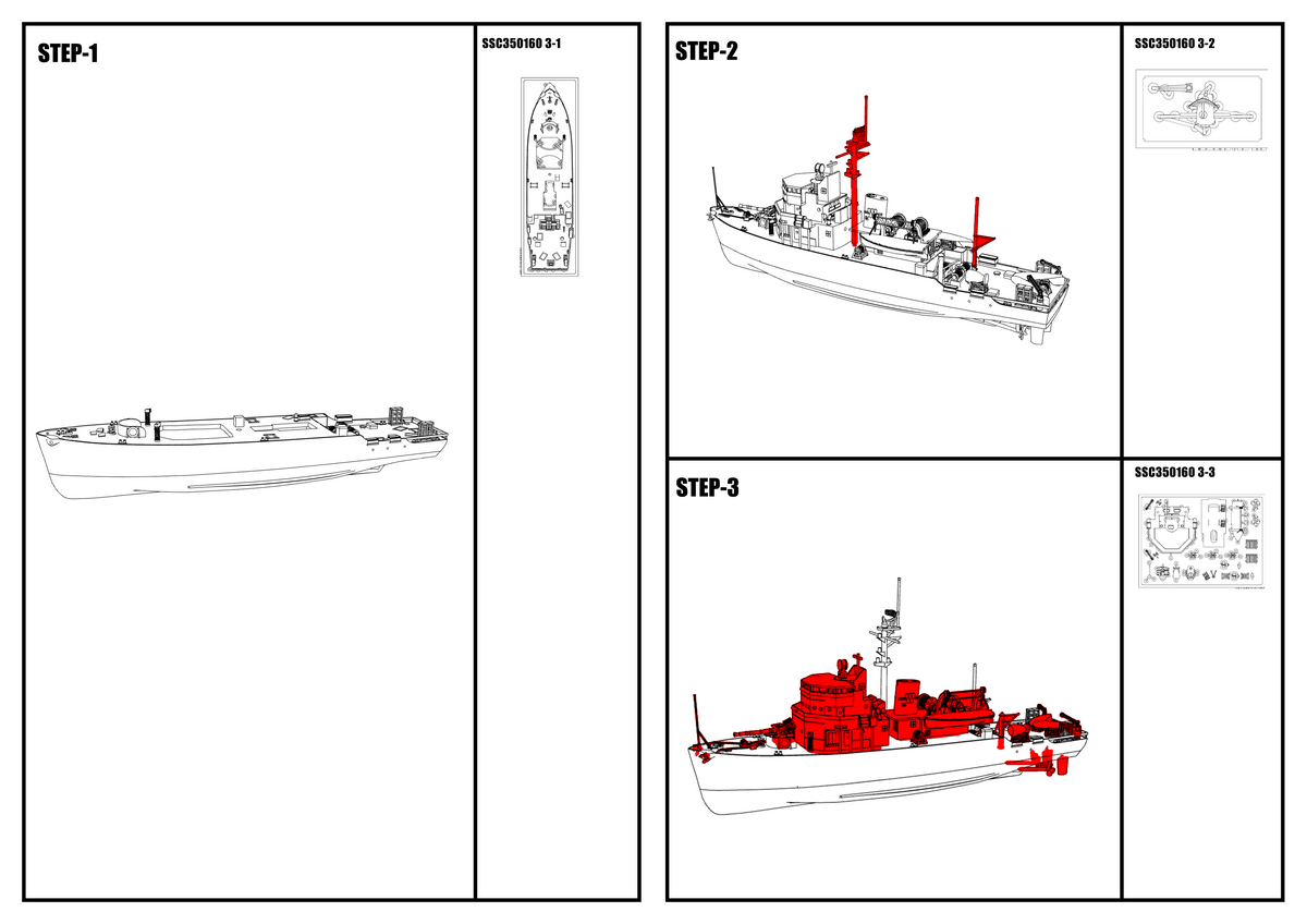 SSC160S  Military Model  USS Aggressive CLass Minesweeper Full Hull — detail view 10