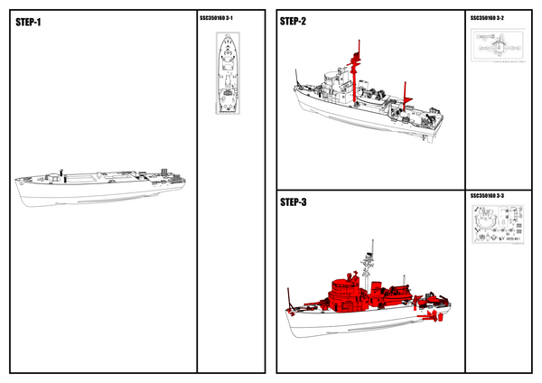 SSC160S  Military Model  USS Aggressive CLass Minesweeper Full Hull
