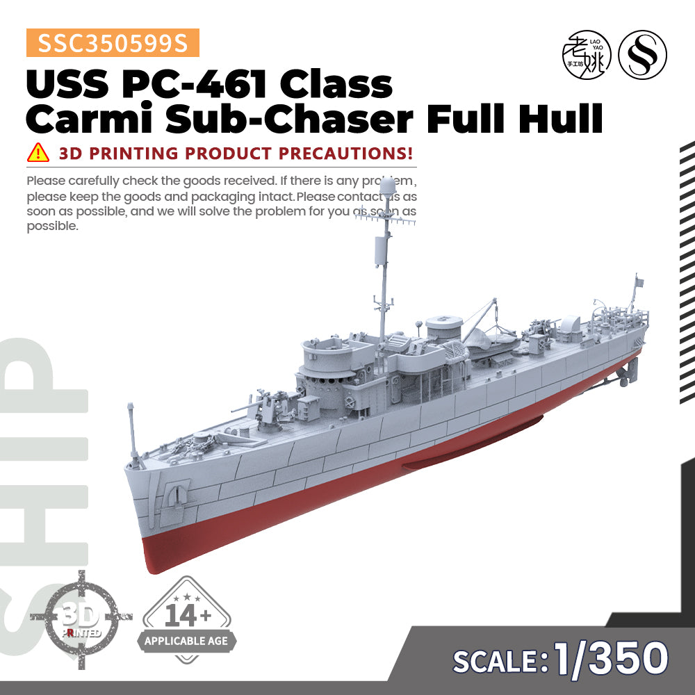 SSMODEL 599S Military Warship Model Kit US Navy PC-461 Class Carmi Sub-Chaser Main image