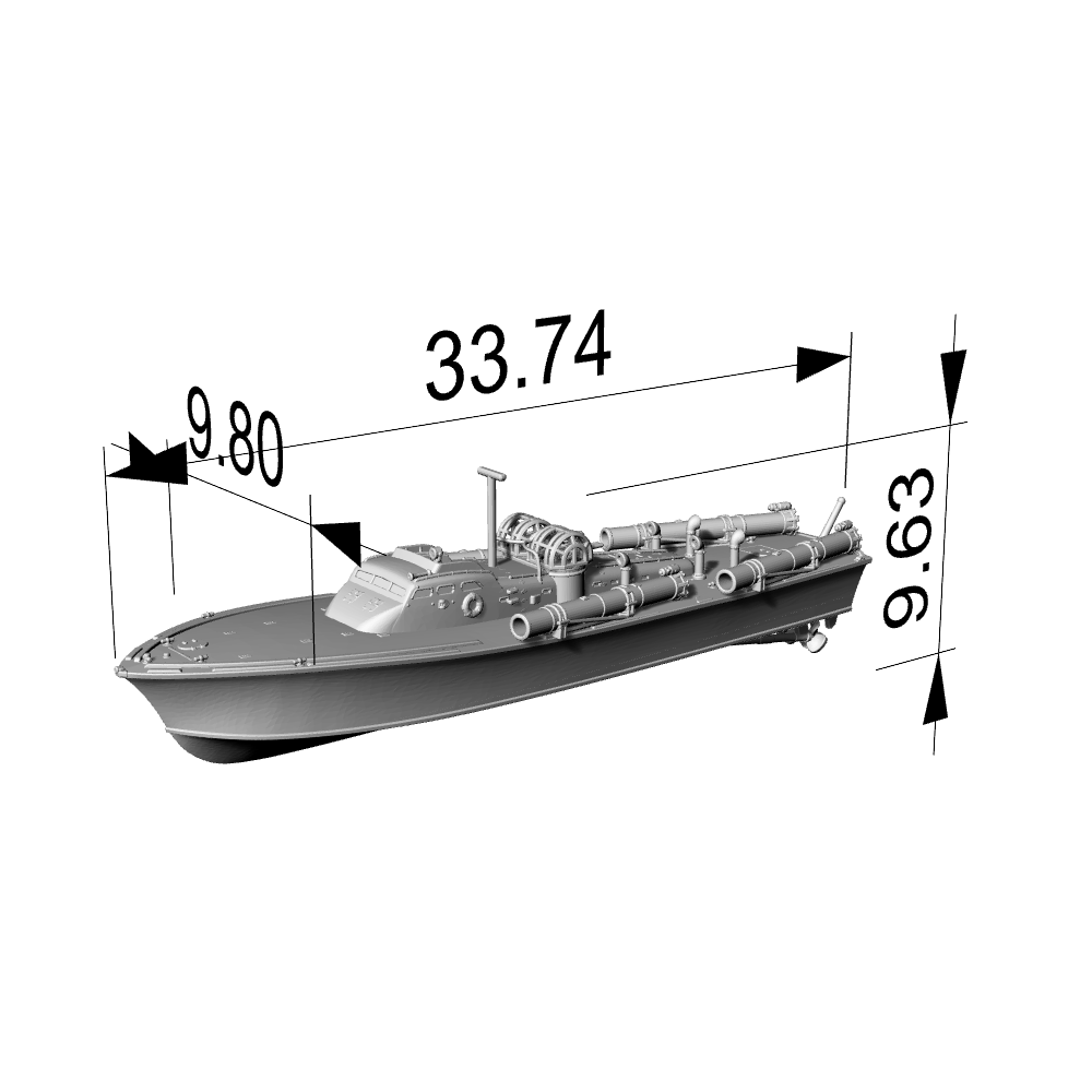 SSC182 Military Model USS Elco Class PT-20 Motor Torpedo Boat Water Line