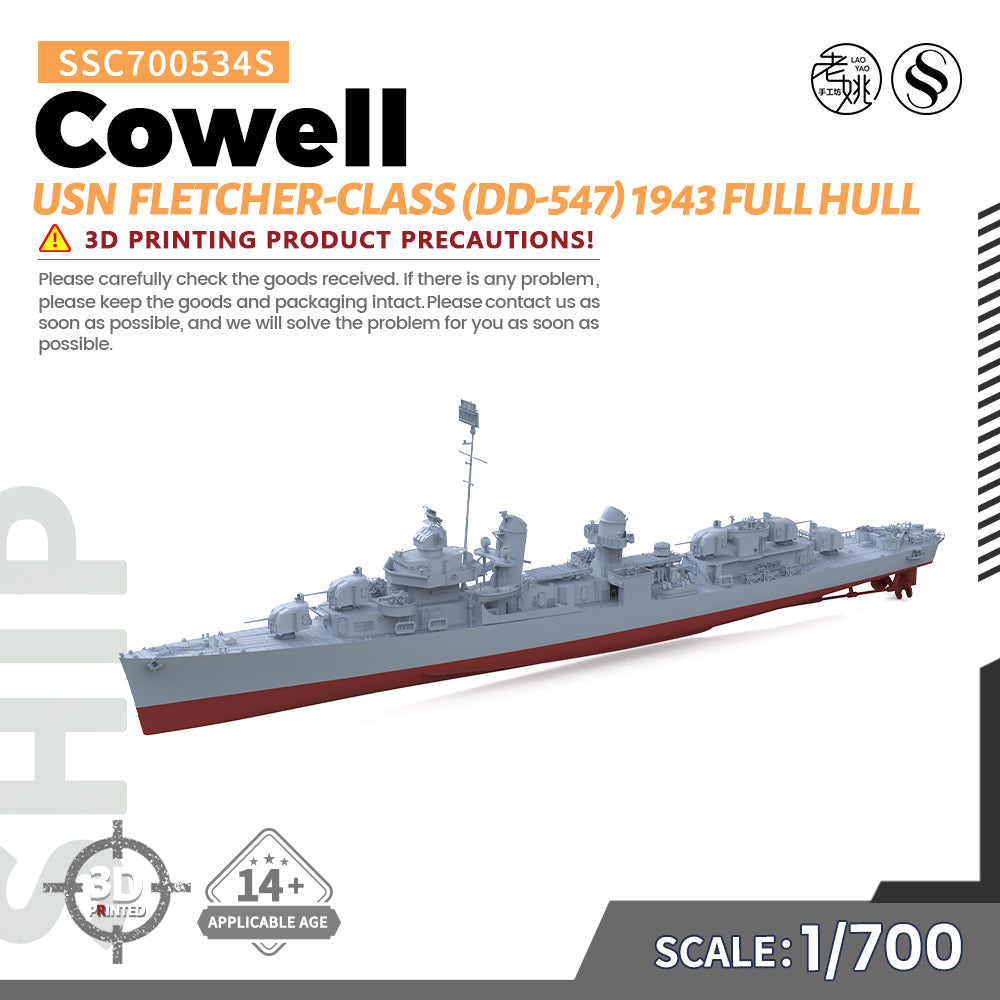 SSMODEL 534S Military Model Kit USN Fletcher-Class Cowell (DD-547) 1943 Full Hull