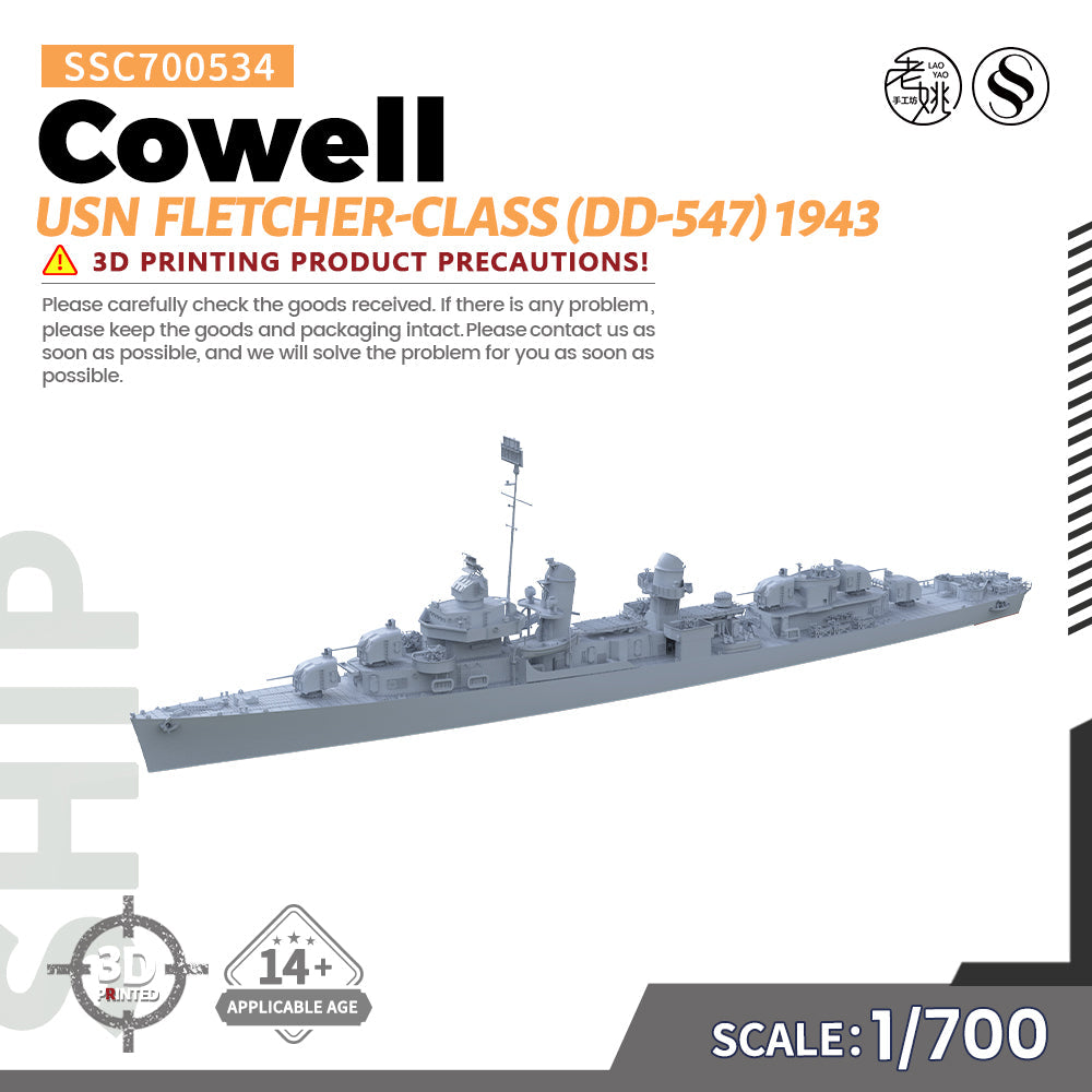 SSMODEL 534 Military Model Kit USN Fletcher-Class Cowell (DD-547) 1943