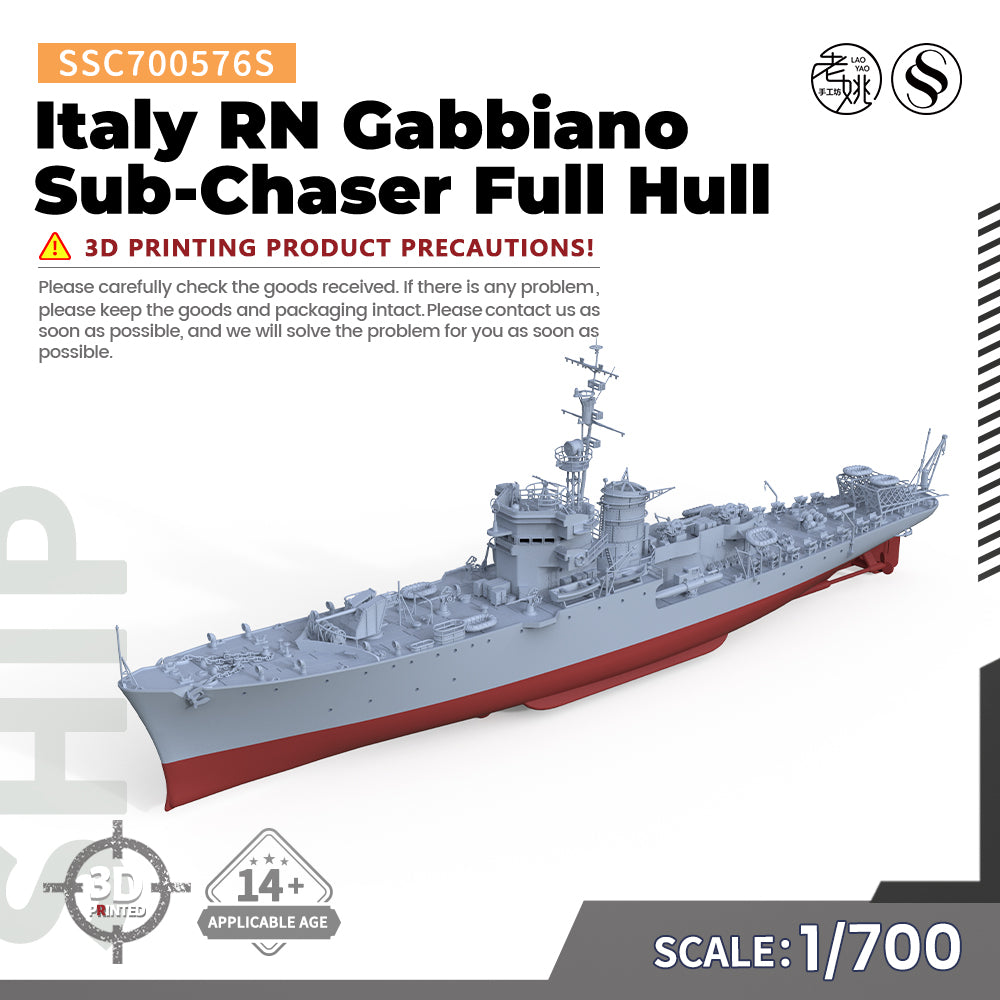 SSMODEL 576S Military Warship Model Kit Italy RN Gabbiano Sub-Chaser Main image