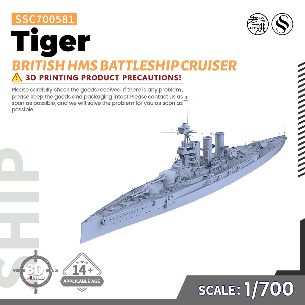 MRY-SFW SSC581 British HMS Tiger Battleship Cruiser Water Line Resin Warship Military Ship Model Hobby Collection Unassembled Unpainted Main image