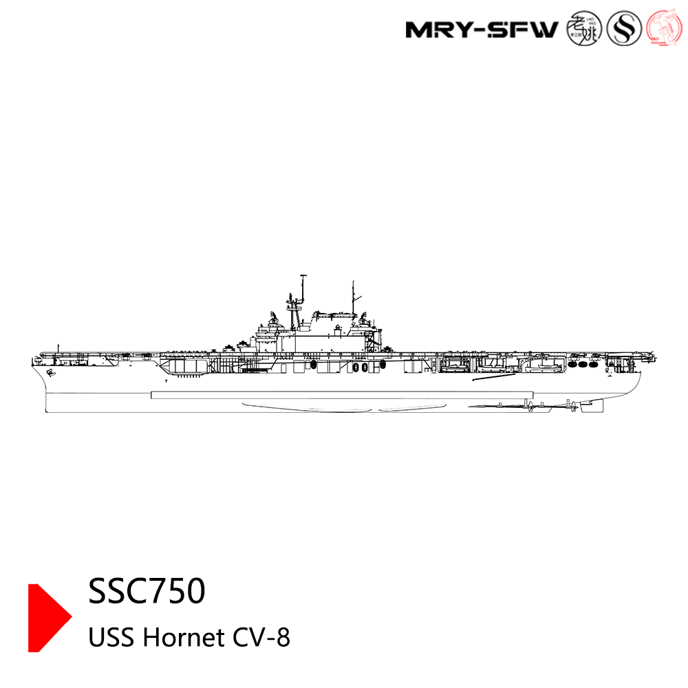 SSMODEL 750S Military Model Kit USS Hornet CV-8 Aircraft Carrier Full Hull
