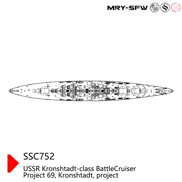 MRY-SFW SSC752 Military Model Kit USSR Kronshtadt-Class Battle Cruiser Project 69 Kronshtadt Project Water Line