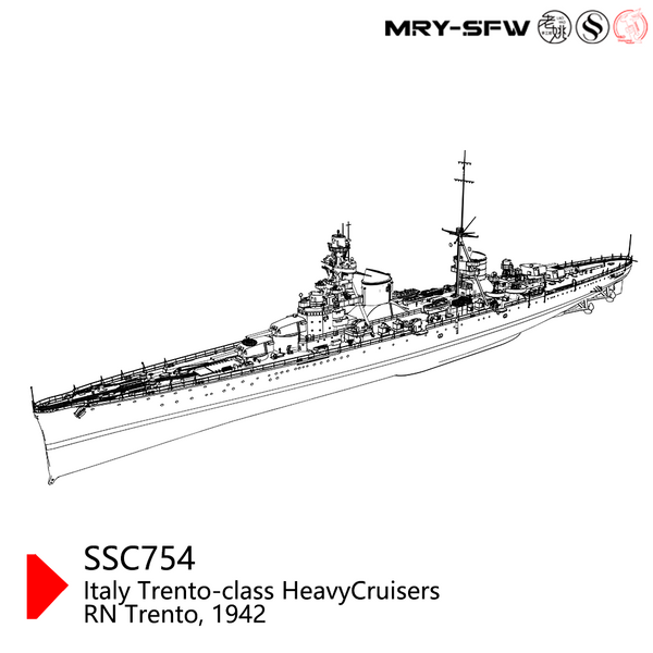 MRY-SFW SSC754S Military Model Kit Italy Trento-Class Heavy Cruisers RN Trento, 1942 Full Hull