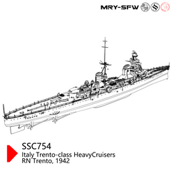 SSMODEL 754 Military Model Kit Italy Trento-Class Heavy Cruisers RN Trento, 1942 Water Line
