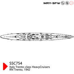 SSMODEL 754 Military Model Kit Italy Trento-Class Heavy Cruisers RN Trento, 1942 Water Line