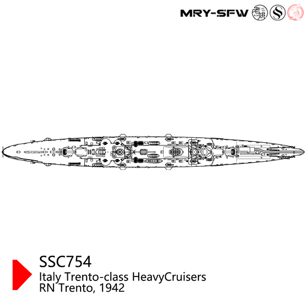 MRY-SFW SSC754S Military Model Kit Italy Trento-Class Heavy Cruisers RN Trento, 1942 Full Hull