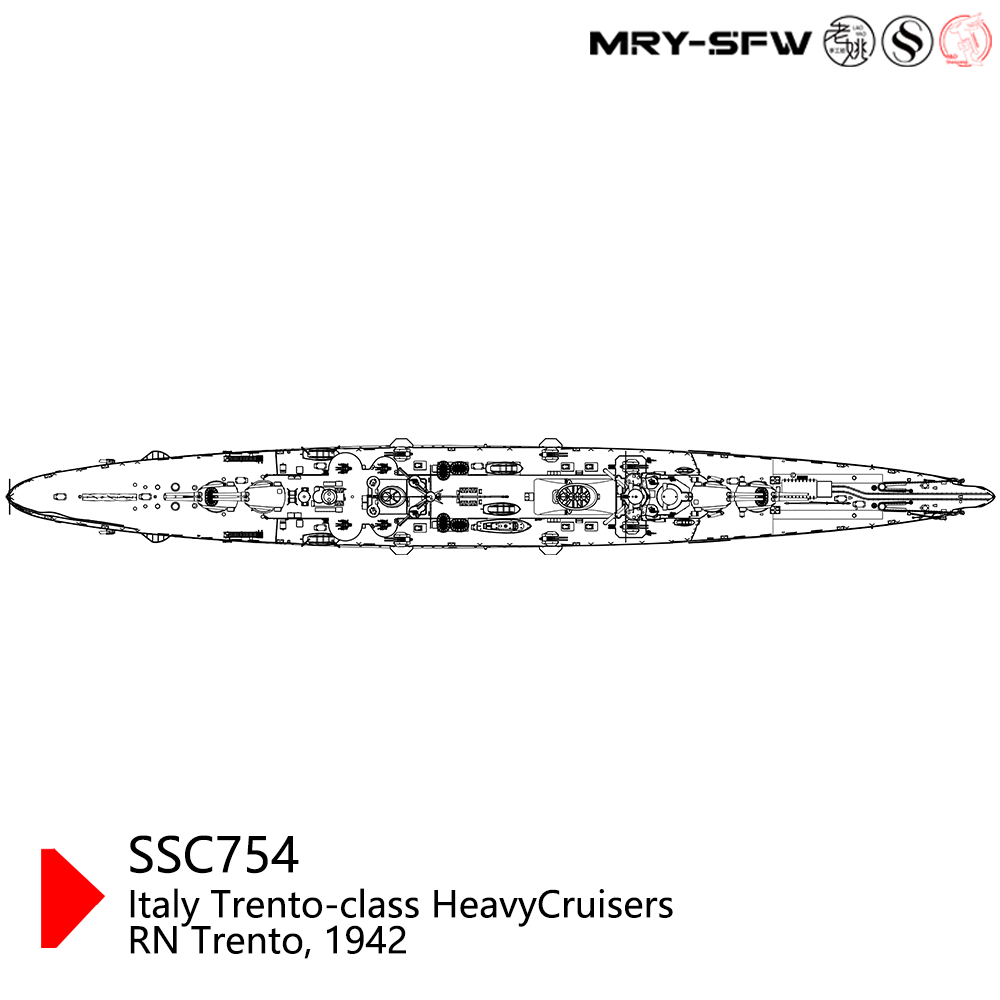 SSMODEL 754 Military Model Kit Italy Trento-Class Heavy Cruisers RN Trento, 1942 Water Line