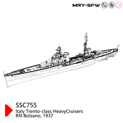 SSMODEL 755 Military Model Kit Italy Trento-Class Heavy Cruisers RN Bolzano, 1937 Water Line