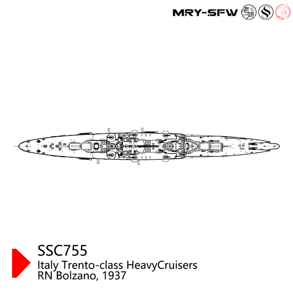 MRY-SFW SSC755 Military Model Kit Italy Trento-Class Heavy Cruisers RN Bolzano, 1937 Water Line