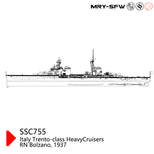 MRY-SFW SSC755S Military Model Kit Italy Trento-Class Heavy Cruisers RN Bolzano, 1937 Full Hull