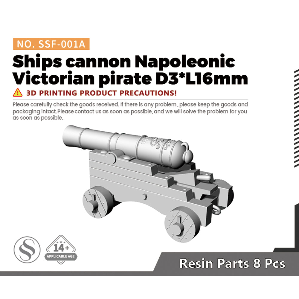 SSMODEL SSF-001A 1/-  Ships cannon Napoleonic Victorian pirate D3*L16mm Main image