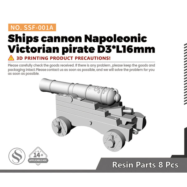 SSMODEL SSF-001A 1/-  Ships cannon Napoleonic Victorian pirate D3*L16mm