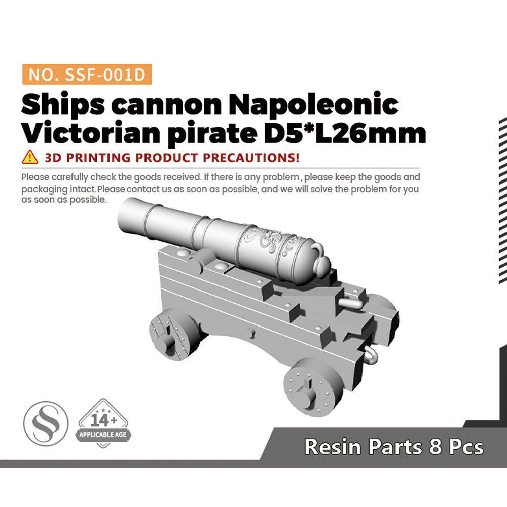 SSMODEL SSF-001D 1/- Ships cannon Napoleonic Victorian pirate D5*L26mm Main image
