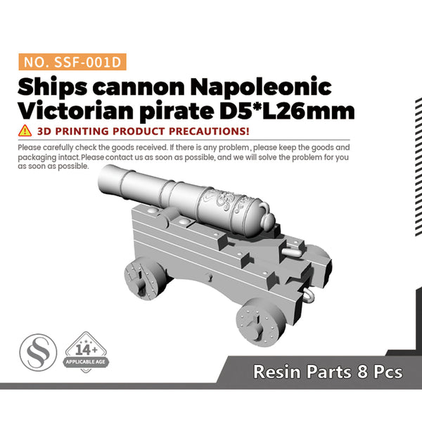 SSMODEL SSF-001D 1/- Ships cannon Napoleonic Victorian pirate D5*L26mm