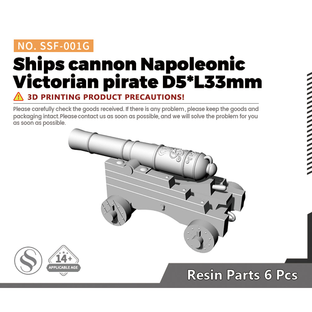 SSMODEL SSF-001G 1/- Ships cannon Napoleonic Victorian pirate D5*L33mm — scale model kit