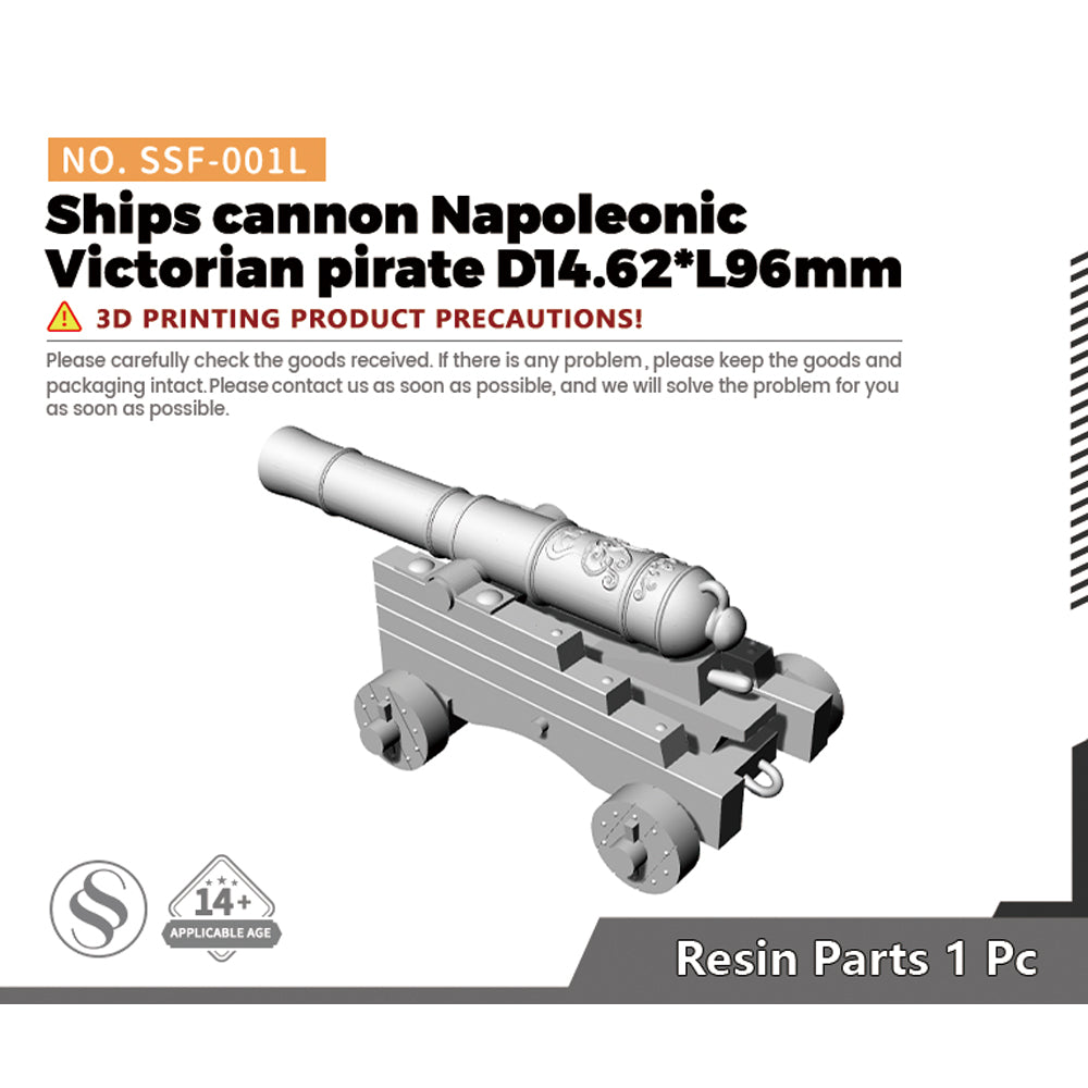 SSMODEL SSF-001L 1/- Ships cannon Napoleonic Victorian pirate D14.62*L96mm Main image