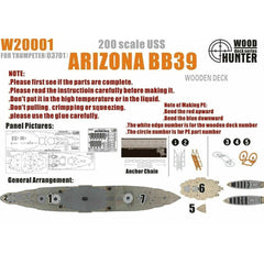 Hunter W20001 1/200 Wood Deck USS ARIZONA BB39 FOR TRUMPETER 03701