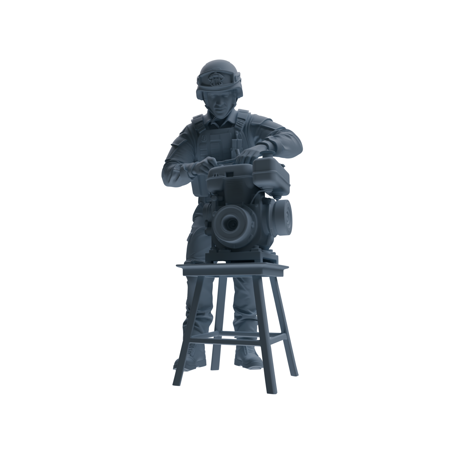 MRY-SFW SSTR237 Modern French Army Logistics Soldier Maintenance Four-Person Group