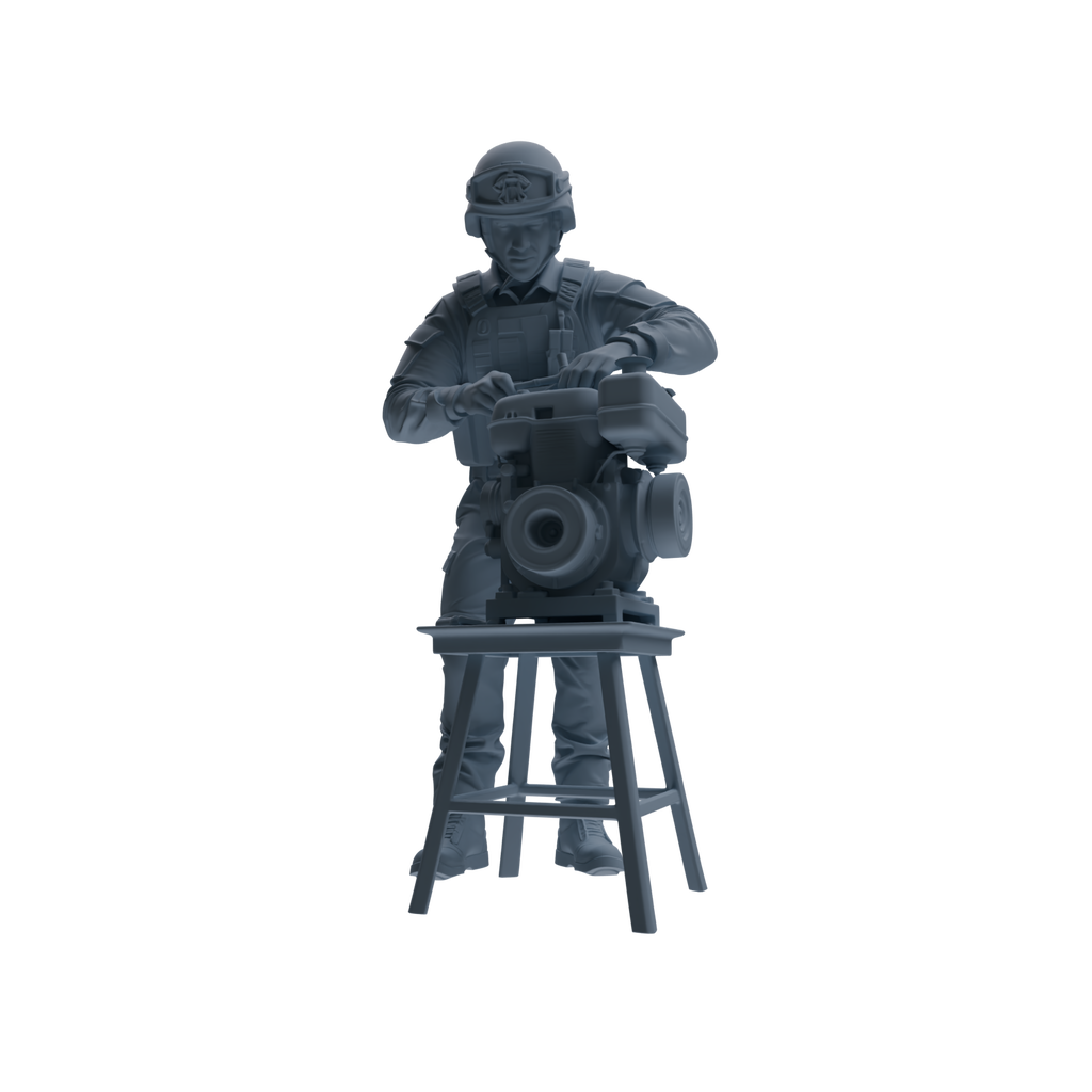 MRY-SFW SSTR237 Modern French Army Logistics Soldier Maintenance Four-Person Group