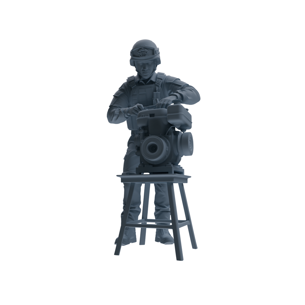 MRY-SFW SSTR237 Modern French Army Logistics Soldier Maintenance Four-Person Group — detail view 2