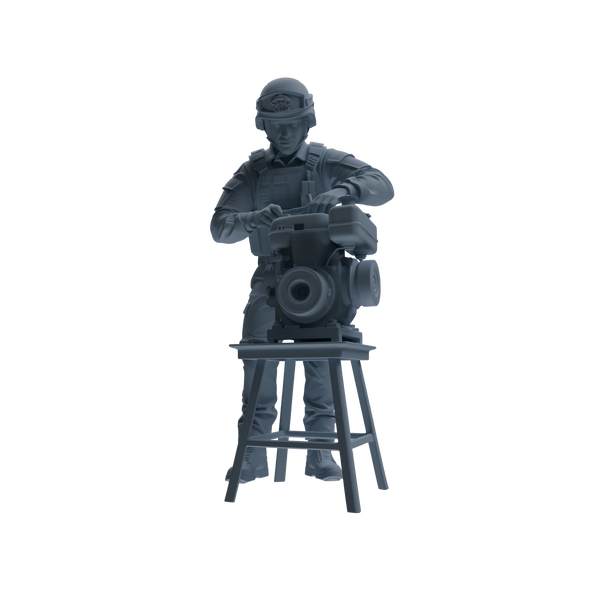 MRY-SFW SSTR237 Modern French Army Logistics Soldier Maintenance Four-Person Group