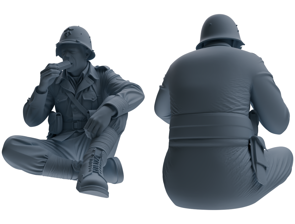 MRY-SFW SSTR068 Miniatures Soldier Model Kit Saving Ryan in Normandy WWII U.S. Army Six-Person Eating Group