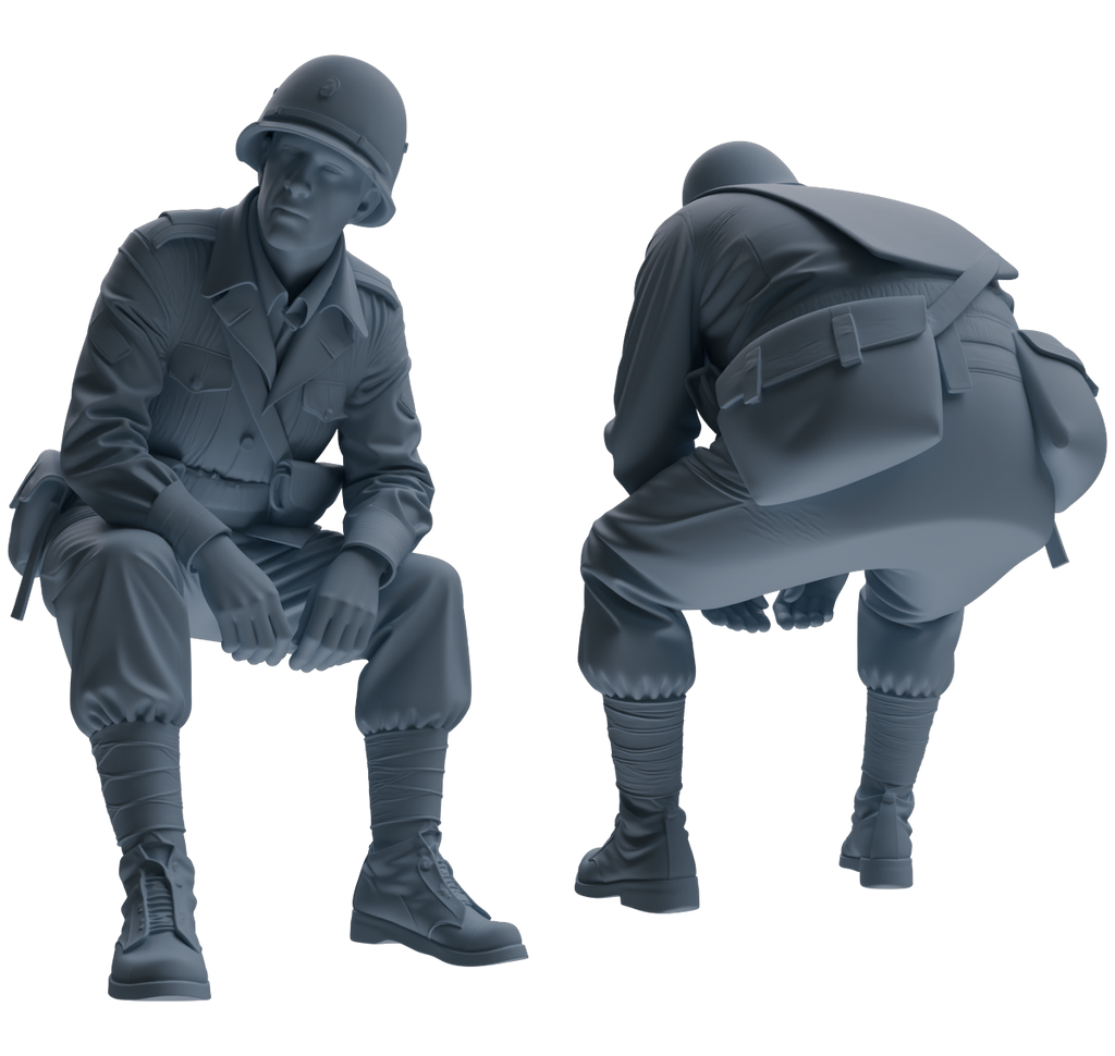 MRY-SFW SSTR075 Miniatures Soldier Model Kit Saving Ryan in Normandy WWII U.S. Army Six-Person Resting Group