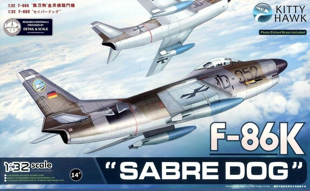 Kitty Hawk 32008 1/32 F-86K "Sabre Dog" NEW Assembly model — scale model kit