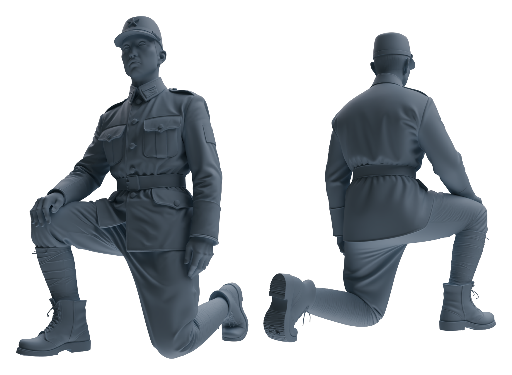 Detail view of MRY-SFW LYGR635 WWII Japanese Army Six-Person Reprimand Group Model