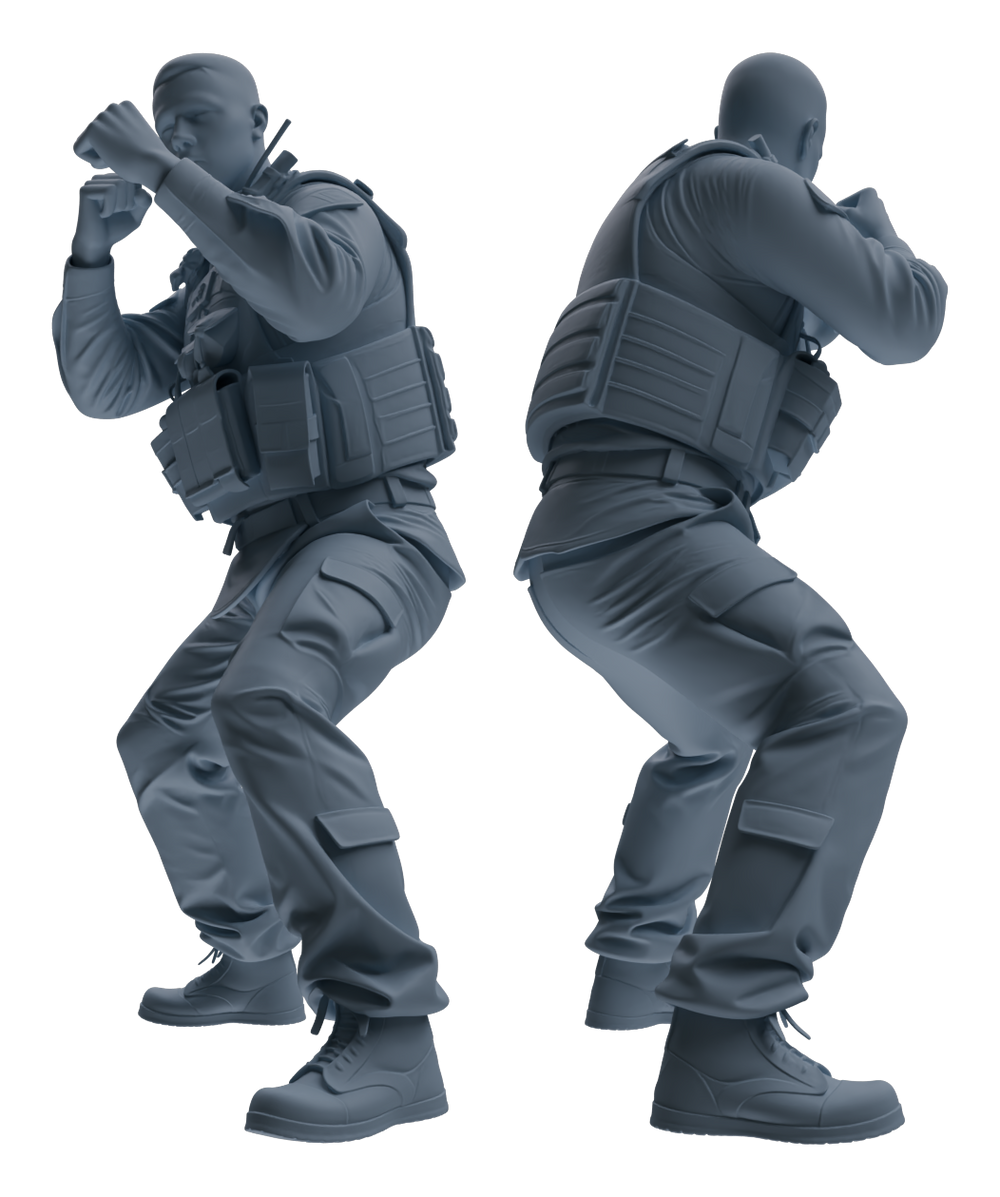 Detail view of MRY-SFW LYGR624 Modern U.S. Army Five-Person Combat Model