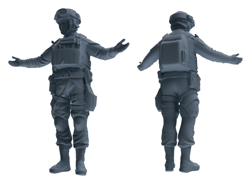 Detail view of MRY-SFW LYGR629 Modern Airborne Division Seven-Person Daily Routine 3 Model