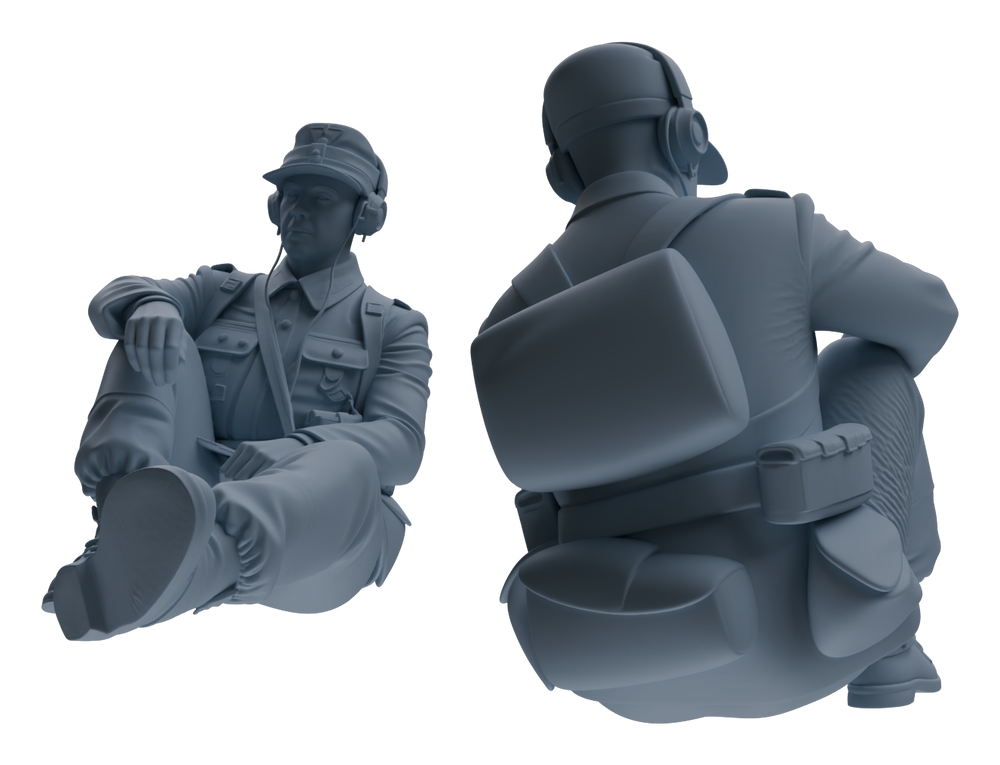 Detail view of MRY-SFW LYGR649 WWII Mine Soldier Six-Person Rest Group Model