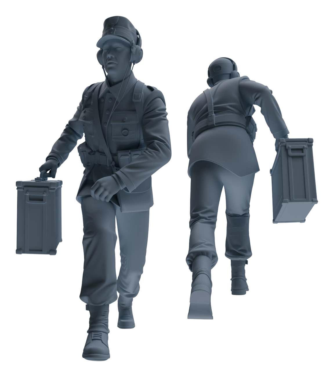 Detail view of MRY-SFW LYGR653 WWII Mine Soldier Seven-Person Carrying Group Model