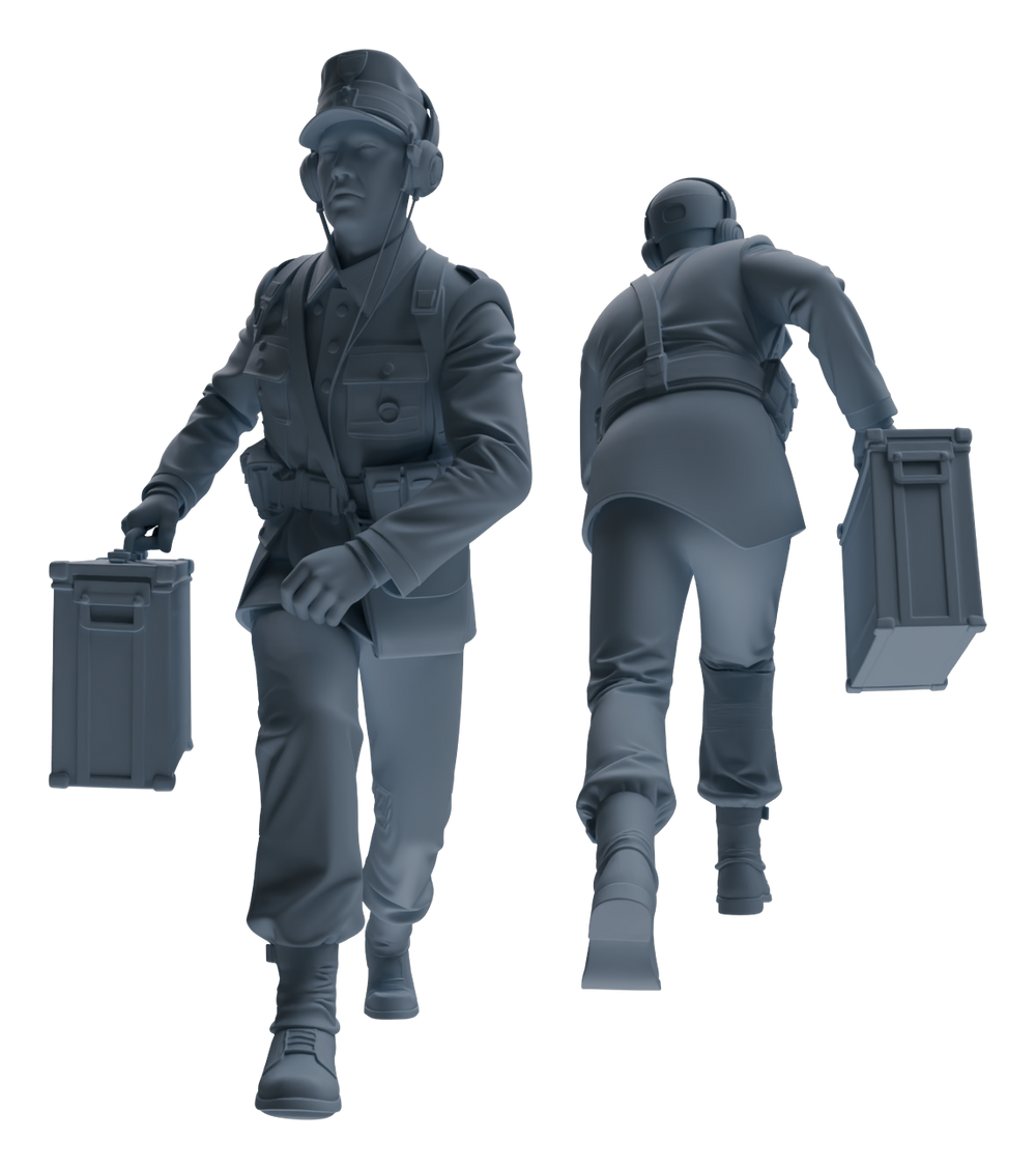 Detail view of MRY-SFW LYGR653 WWII Mine Soldier Seven-Person Carrying Group Model