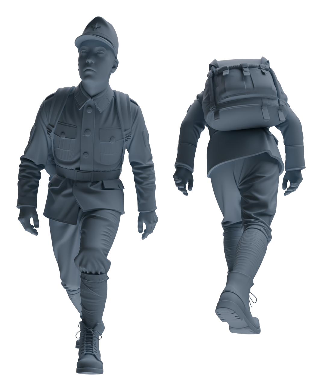 Detail view of MRY-SFW LYGR639 WWII Japanese Army Five-Person Carrying Group Model