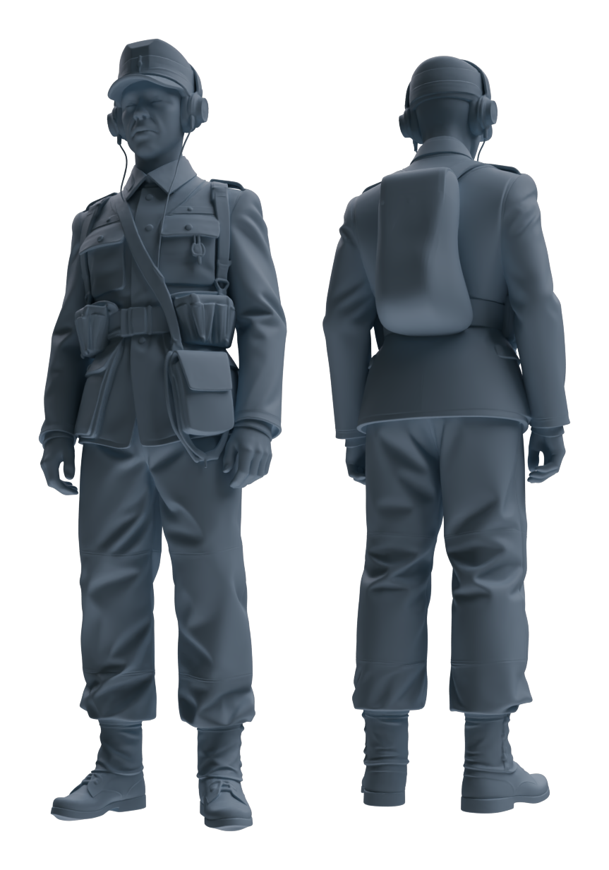 Detail view of MRY-SFW LYGR651 WWII Mine Soldier Six-Person Daily Routine Model
