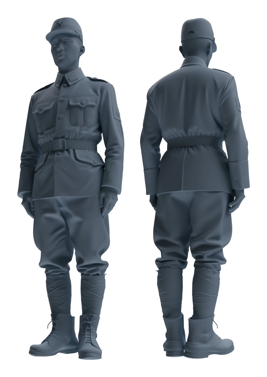 Detail view of MRY-SFW LYGR637 WWII Japanese Army Six-Person Daily Routine Model