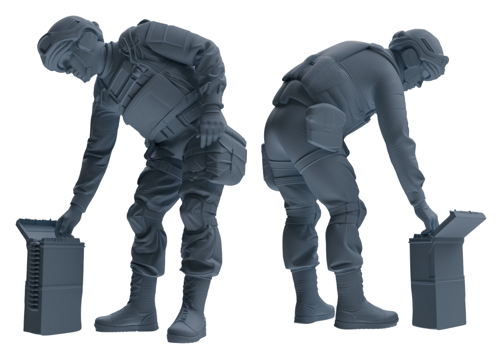 Detail view of MRY-SFW LYGR626 Modern Airborne Division Six-Person Combat Readiness Model