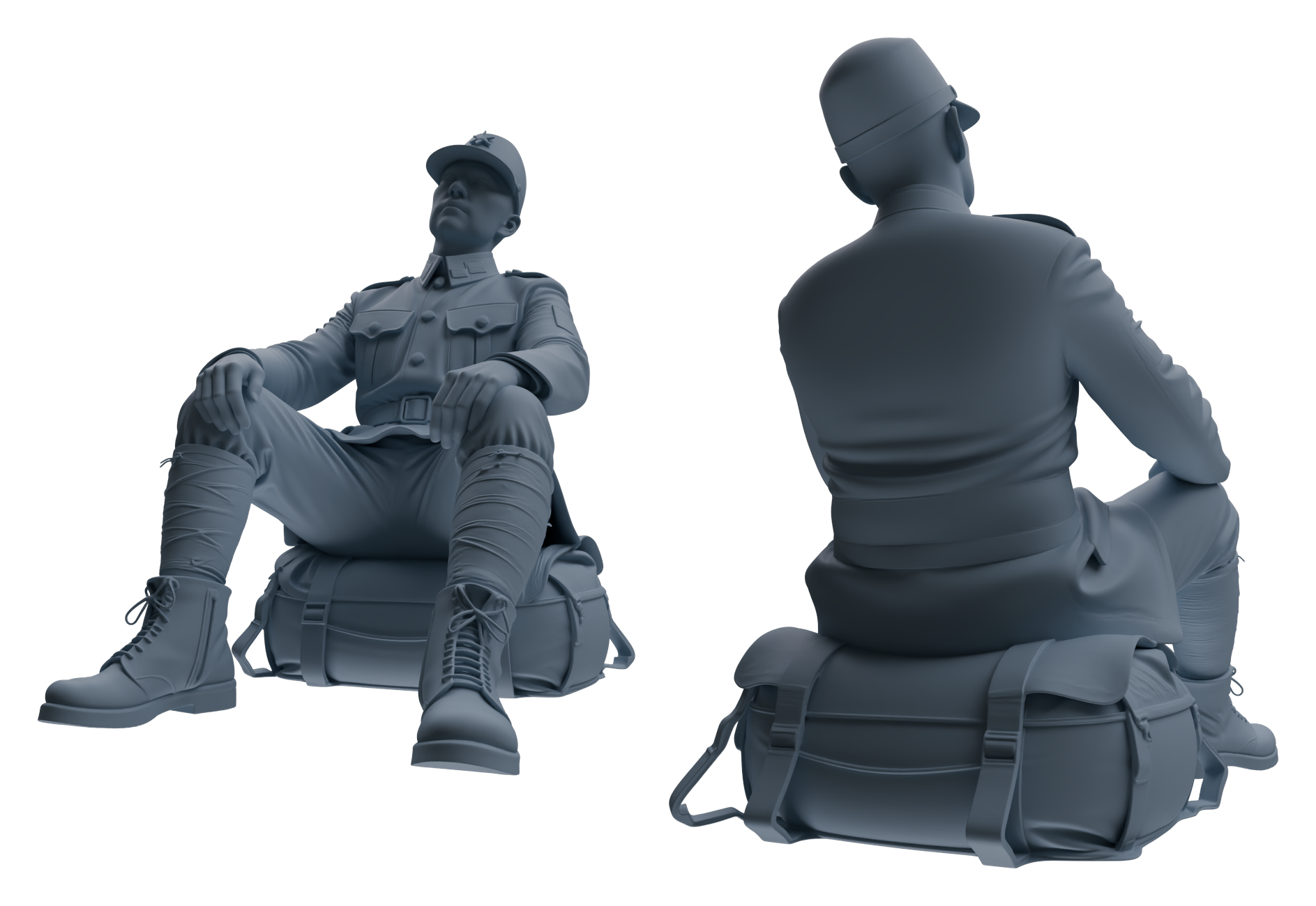 Detail view of MRY-SFW LYGR634 WWII Japanese Army Seven-Person Rest Model
