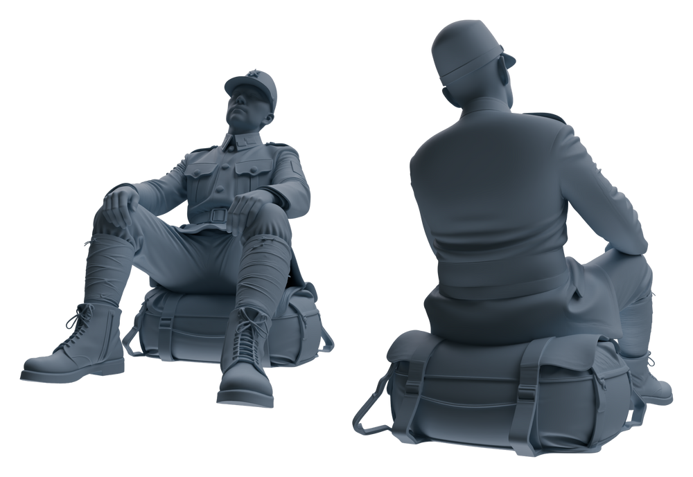 Detail view of MRY-SFW LYGR634 WWII Japanese Army Seven-Person Rest Model