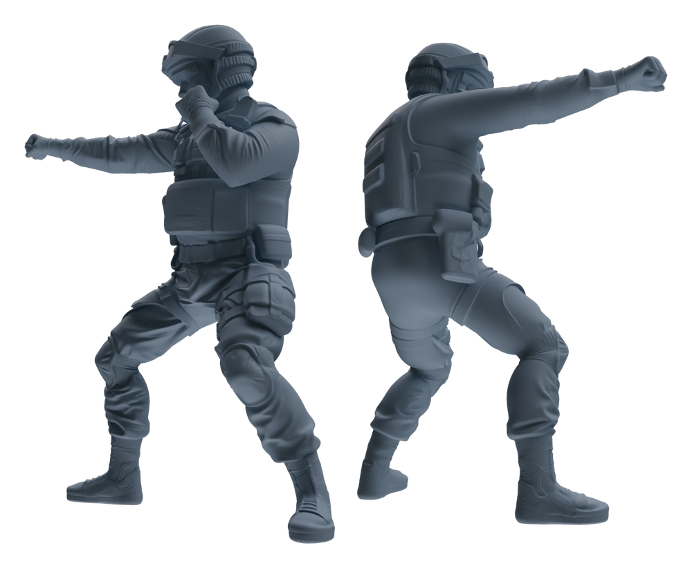 Detail view of MRY-SFW LYGR632 Modern Airborne Division Six-Person Combat Model