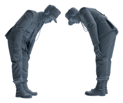 Detail view of MRY-SFW LYGR652 WWII Mine Soldier Six-Person Cursing Group Model