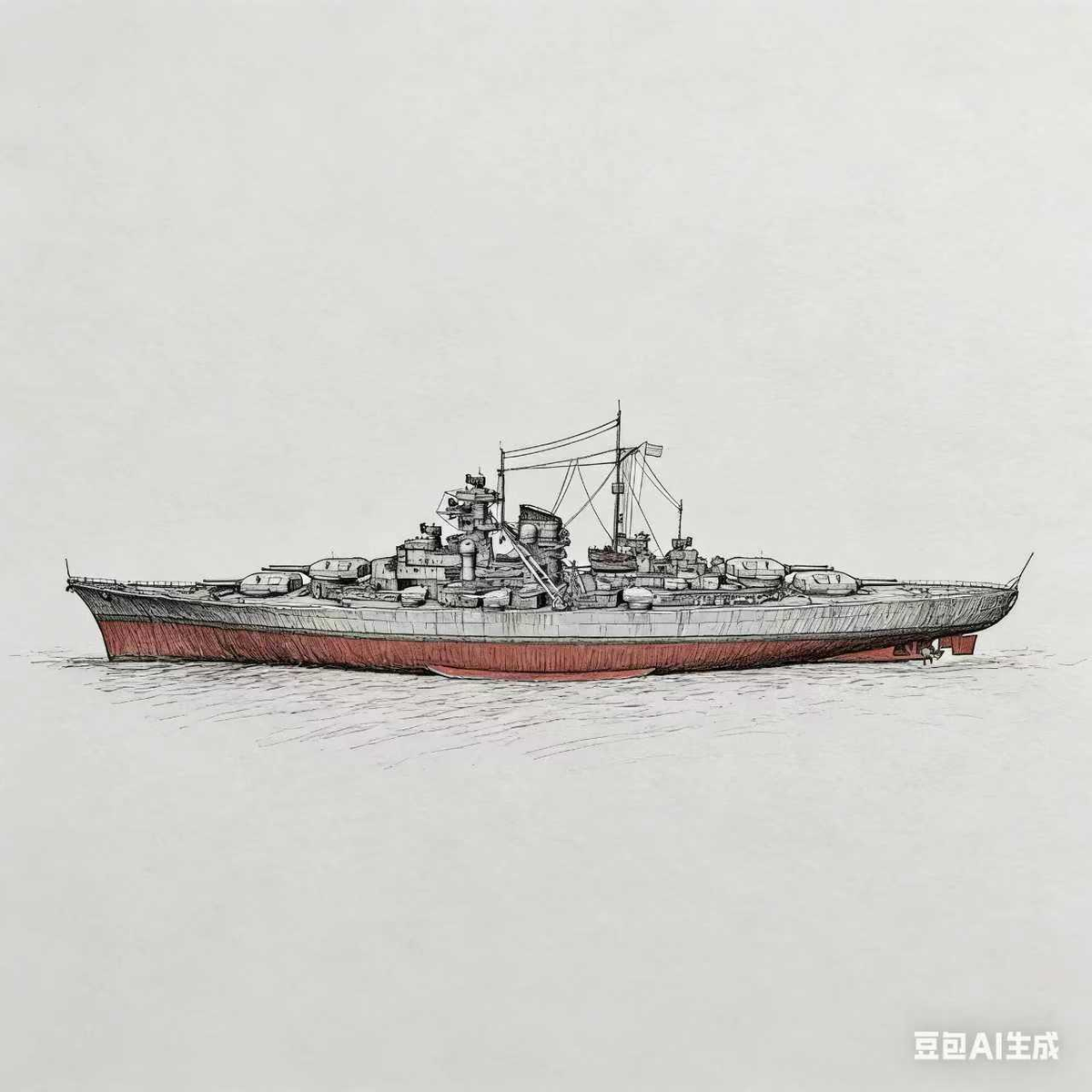 SSC131 Military Model DKM Bismarck Class Bismarck Battleship Water Line