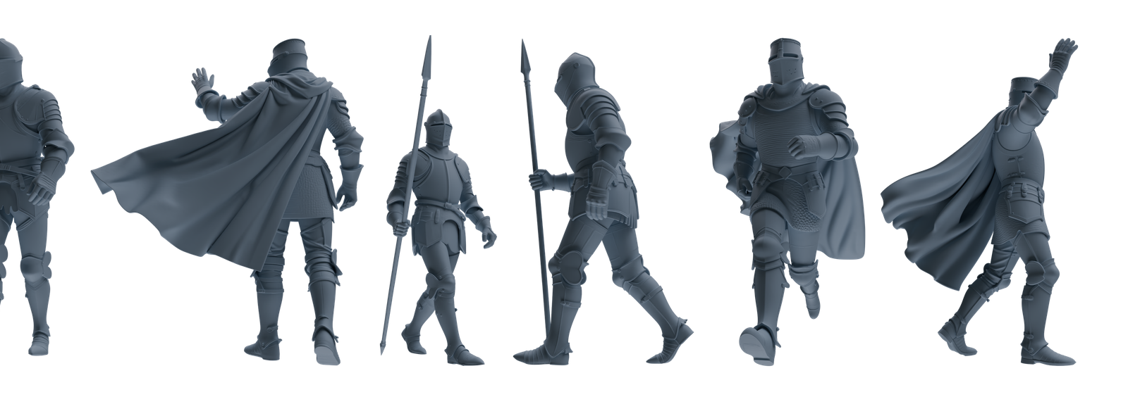 MRY-SFW SSTR094 Miniatures Soldier Model Kit Medieval Knight Six-Person Marching Group