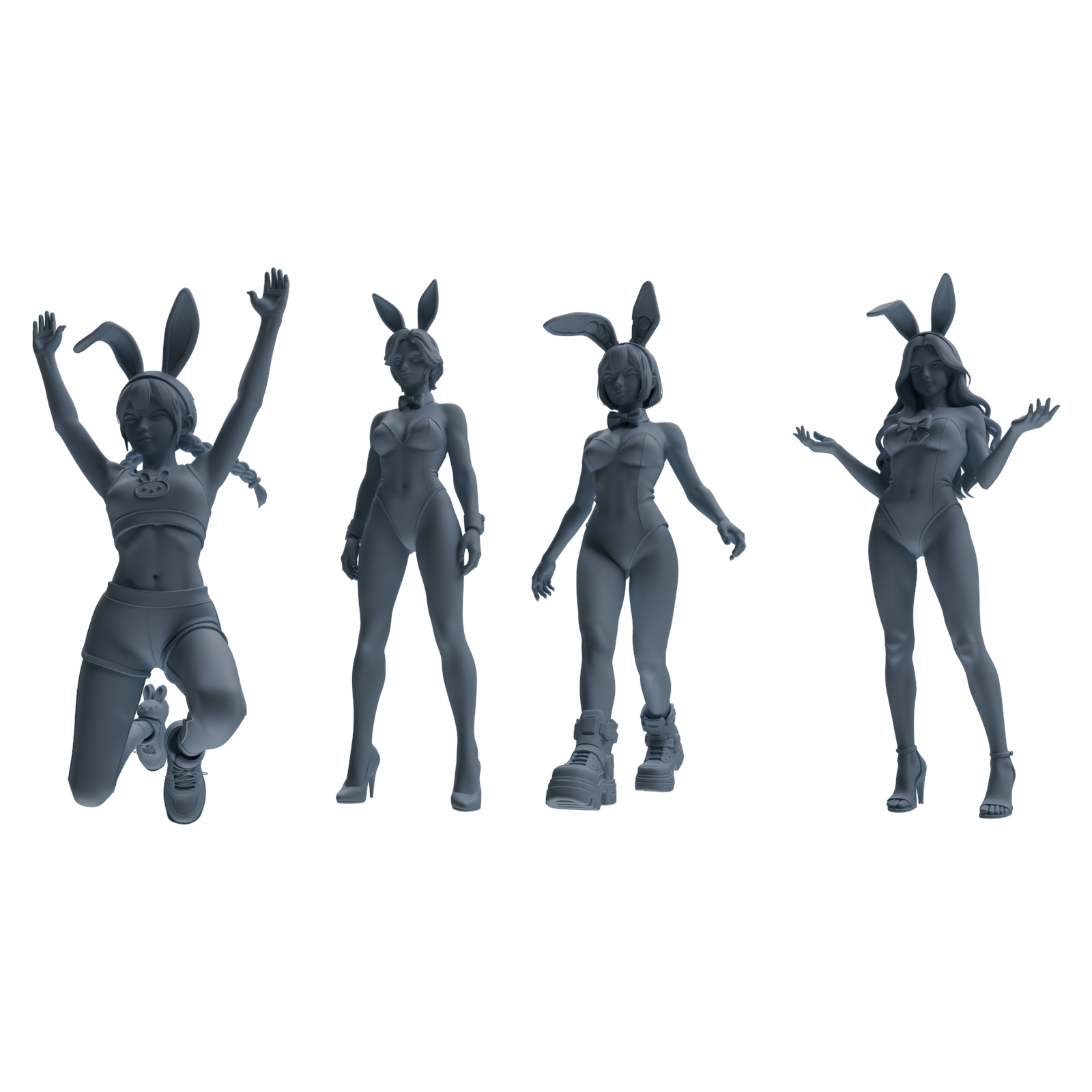 MRY-SFW LYTR888 Trendy Bunny Girl Modern Model 4 pcs 3D Printed Resin Model Kit by SSMODEL
